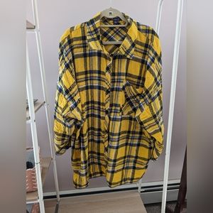 Yellow and Blue Flannel Button up